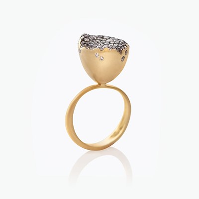 BABY MALAK FLOURISH CHAMPAGNE MEDIUM ROUND RING